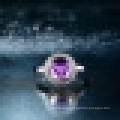 Big Round 3 Prong 1.0CT Cubic Cut Natural Purple Amethyst Rings 925 Sterling Silver for Women Engagement Fine Jewelry